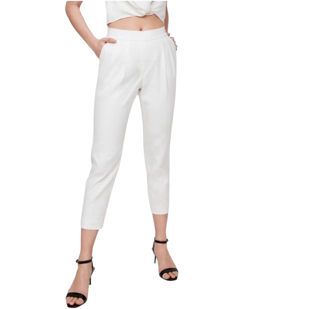 Babaton White Cropped Tapered Pants